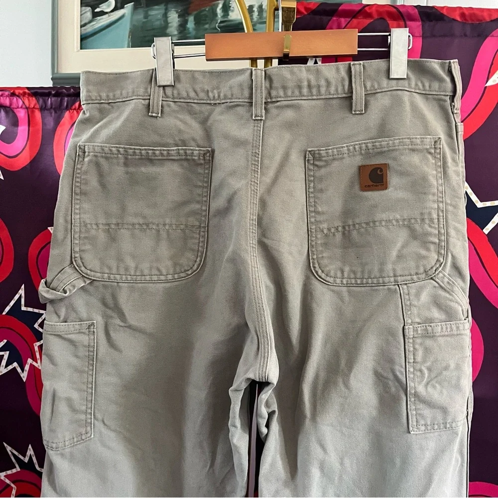 Vintage Carhartt B11 DES Duck Canvas Dungarees Work Pant Washed Carpenter Desert - Picture 8 of 10